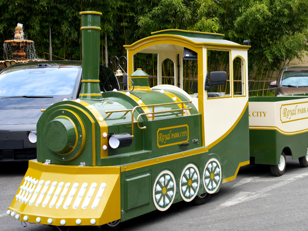 Green Open-Top Trackless Train